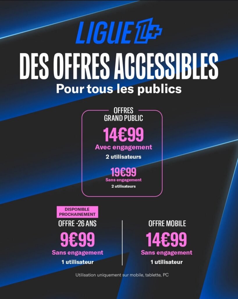 Tarif de l'abonnement ligue 1 +