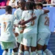 Les joueurs de l'équipe de France célèbrent lors de France-Maroc à la Coupe du monde, le 9 juillet 2026