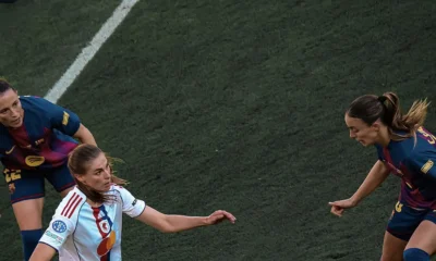 Jule Brand sous le maillot d'OL Lyonnes face au FC Barcelone lors de la finale de la Ligue des champions, mai 2026
