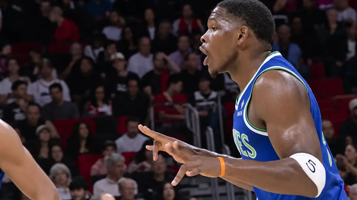 Anthony Edwards sous le maillot des Minnesota Timberwolves face au Miami Heat, octobre 2026