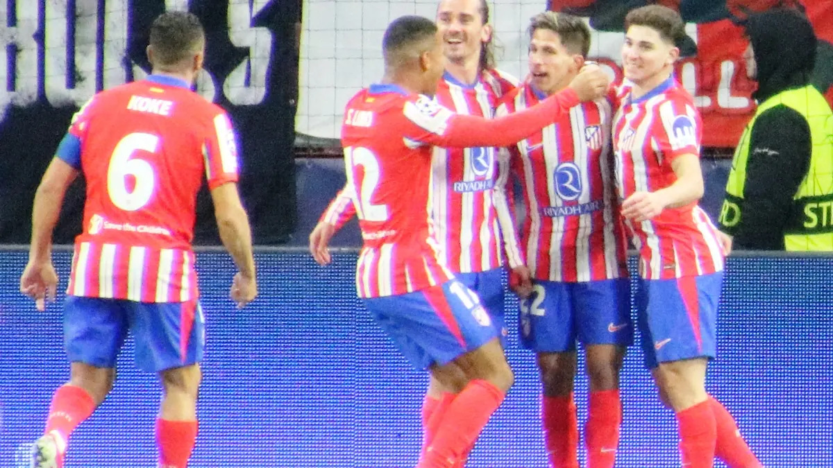 Les joueurs de l'Atlético de Madrid célèbrent un but à Salzbourg en Ligue des champions, janvier 2025
