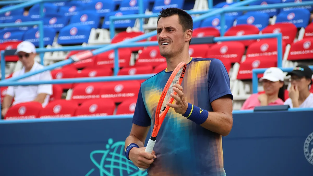 Bernard Tomic, adversaire de Térence Atmane à Shanghai, en qualifications du tournoi de Washington en juillet 2025
