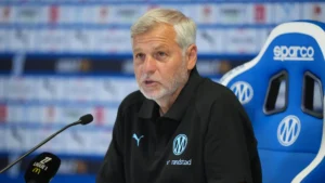 Bruno Genesio, entraîneur de l'OM, en conférence de presse au club, saison 2026-2027