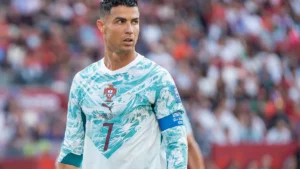Cristiano Ronaldo, brassard de capitaine, sous le maillot du Portugal face à la Croatie en Coupe du monde, juillet 2026