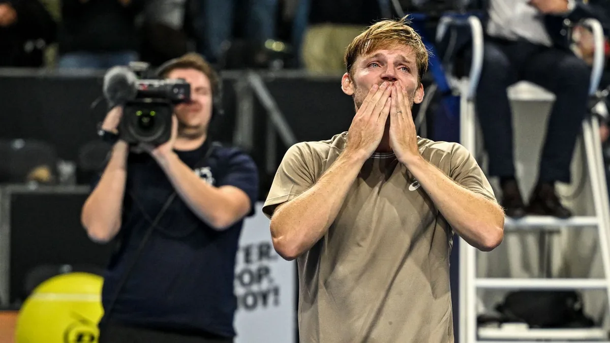 David Goffin ému après sa victoire au premier tour de l'European Open à Bruxelles, octobre 2026