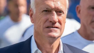 Didier Deschamps, sélectionneur de l'équipe de France, lors de France-Maroc au Mondial 2026, en juillet 2026