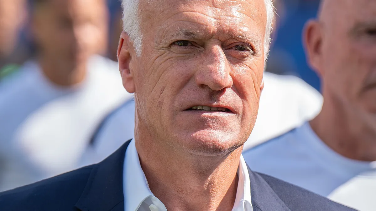 Didier Deschamps, sélectionneur de l'équipe de France, lors de France-Maroc au Mondial 2026, en juillet 2026