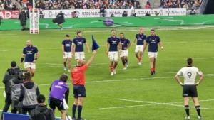 Emmanuel Meafou, à droite, avec le XV de France lors de France-Nouvelle-Zélande au Stade de France, novembre 2024