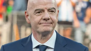 Gianni Infantino, président de la FIFA, lors de la finale de la Coupe du monde 2026 Argentine-Espagne