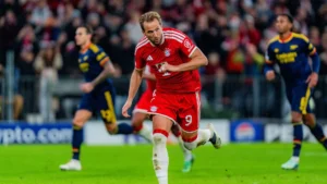 Harry Kane sous le maillot du Bayern Munich face à Arsenal en Ligue des champions, octobre 2026