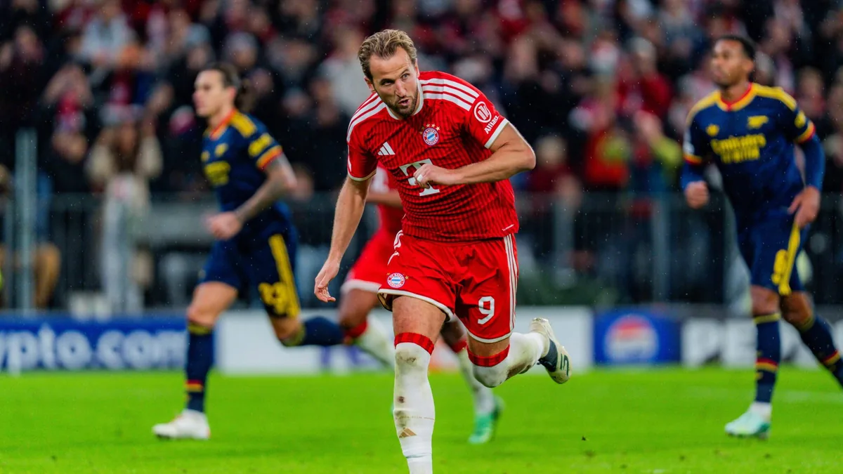 Harry Kane sous le maillot du Bayern Munich face à Arsenal en Ligue des champions, octobre 2026