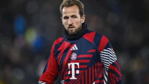 Harry Kane à l'échauffement sous les couleurs du Bayern Munich, saison 2026-2027
