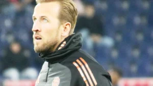 Harry Kane à l'échauffement avec le Bayern Munich avant un match amical à Salzbourg, janvier 2025