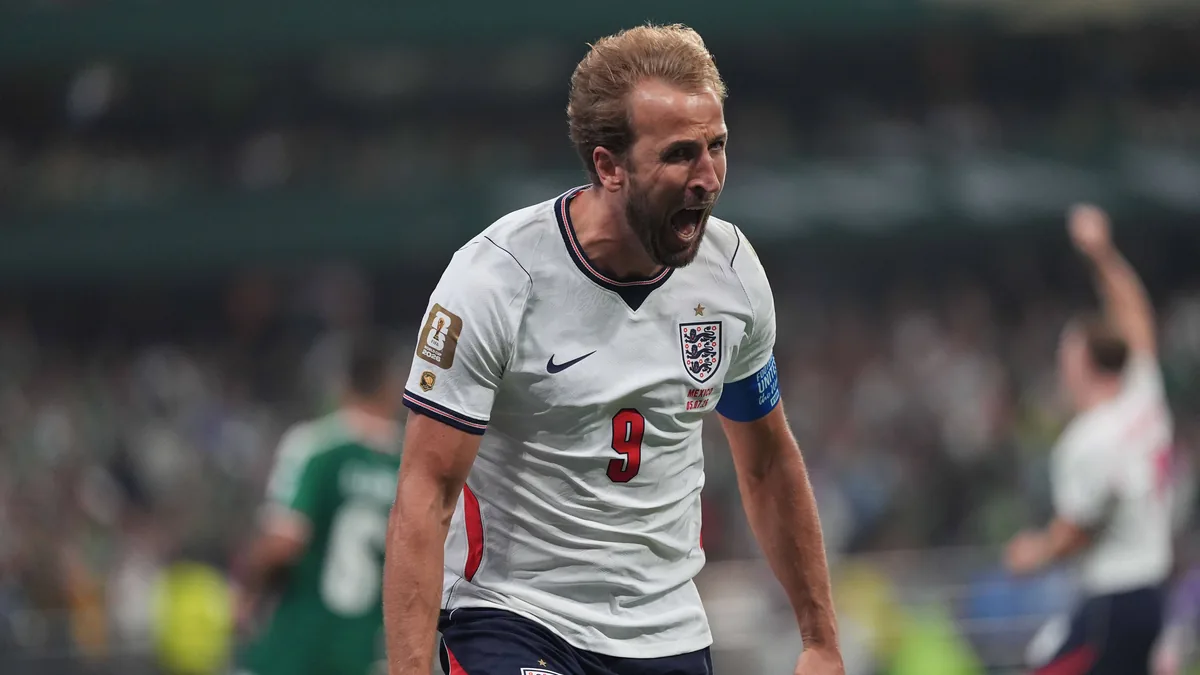 Harry Kane exulte sous le maillot de l'Angleterre face au Mexique, Coupe du monde 2026