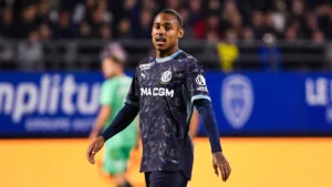Igor Paixão sous le maillot de l'OM lors du match à Troyes, 11 octobre 2026