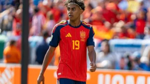 Lamine Yamal sous le maillot de l'Espagne lors de la finale de la Coupe du monde contre l'Argentine, juillet 2026