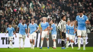 Les joueurs de la Lazio après un but face à la Juventus à l'Allianz Stadium de Turin, octobre 2026