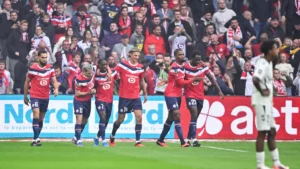 Les joueurs de Lille célèbrent un but contre Le Havre au stade Pierre-Mauroy, octobre 2026