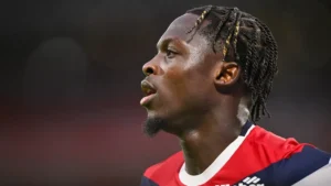 Dilane Bakwa sous le maillot de Lille, buteur face au Havre en Ligue 1, octobre 2026