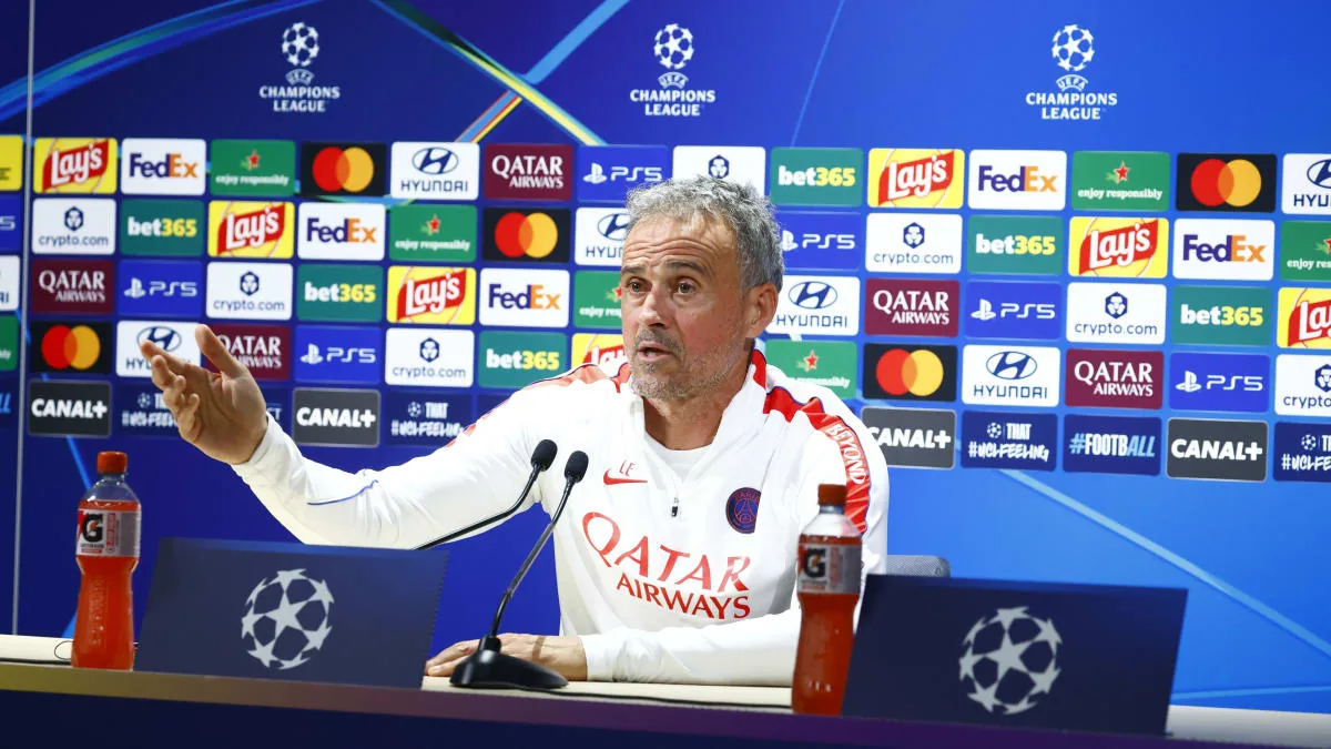 Luis Enrique en conférence de presse au Campus PSG avant PSG-Barça en Ligue des champions, octobre 2026