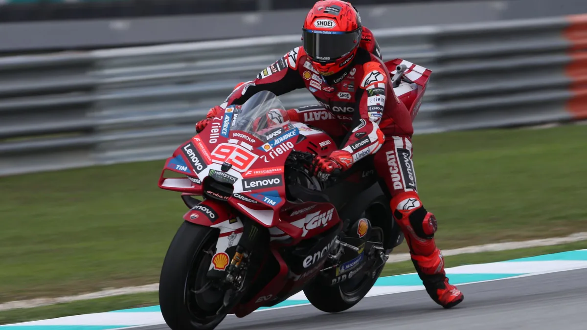 Marc Márquez sur sa Ducati lors des essais du Grand Prix de Malaisie MotoGP à Sepang, octobre 2026