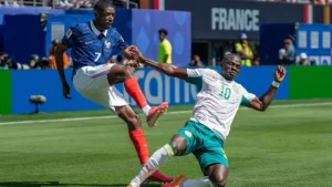 Ousmane Dembélé sous le maillot de l'équipe de France face au Sénégal en Coupe du monde, juin 2026