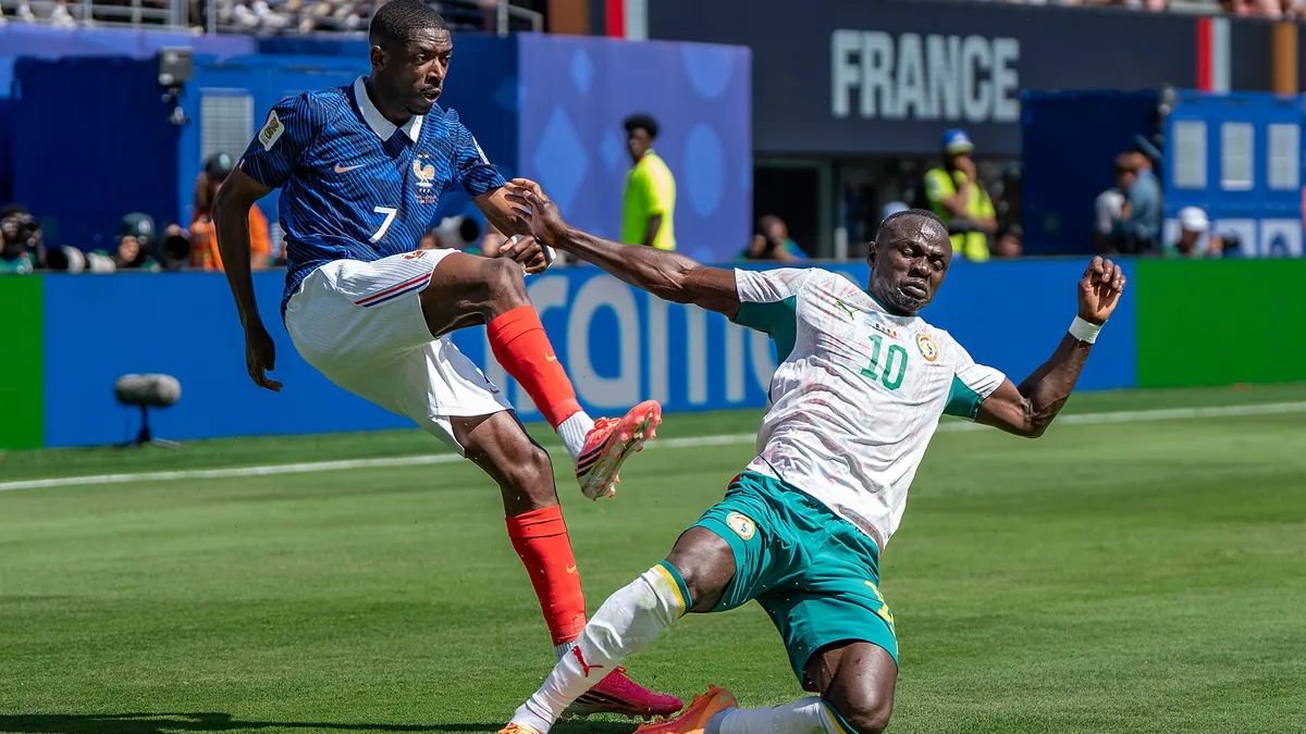 Ousmane Dembélé sous le maillot de l'équipe de France face au Sénégal en Coupe du monde, juin 2026
