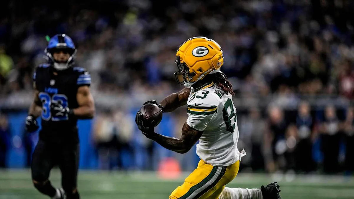 Un receveur des Packers capte un ballon face aux Lions à Detroit, 8e semaine de NFL, octobre 2026