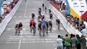 Paul Magnier, maillot Soudal Quick-Step, au sprint lors d'une arrivée du Tour du Guangxi, octobre 2026