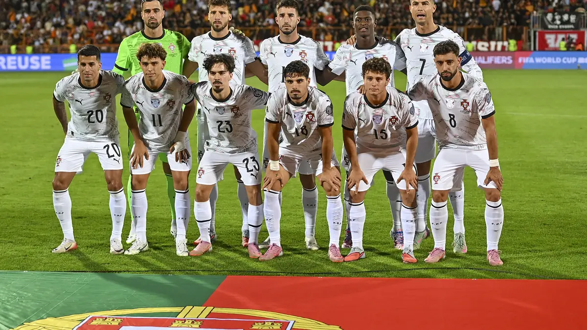 L'équipe du Portugal avant Arménie-Portugal à Erevan, en septembre 2025