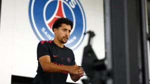 Marquinhos au centre d'entraînement du PSG pendant sa réathlétisation, octobre 2026