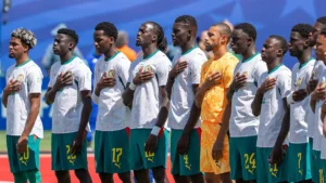 Les joueurs du Sénégal pendant l'hymne avant leur match contre la France à la Coupe du monde, le 16 juin 2026