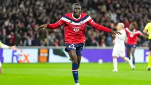 Soriba Diaoune célèbre un de ses deux buts avec Lille face à Galatasaray en Ligue des champions, octobre 2026