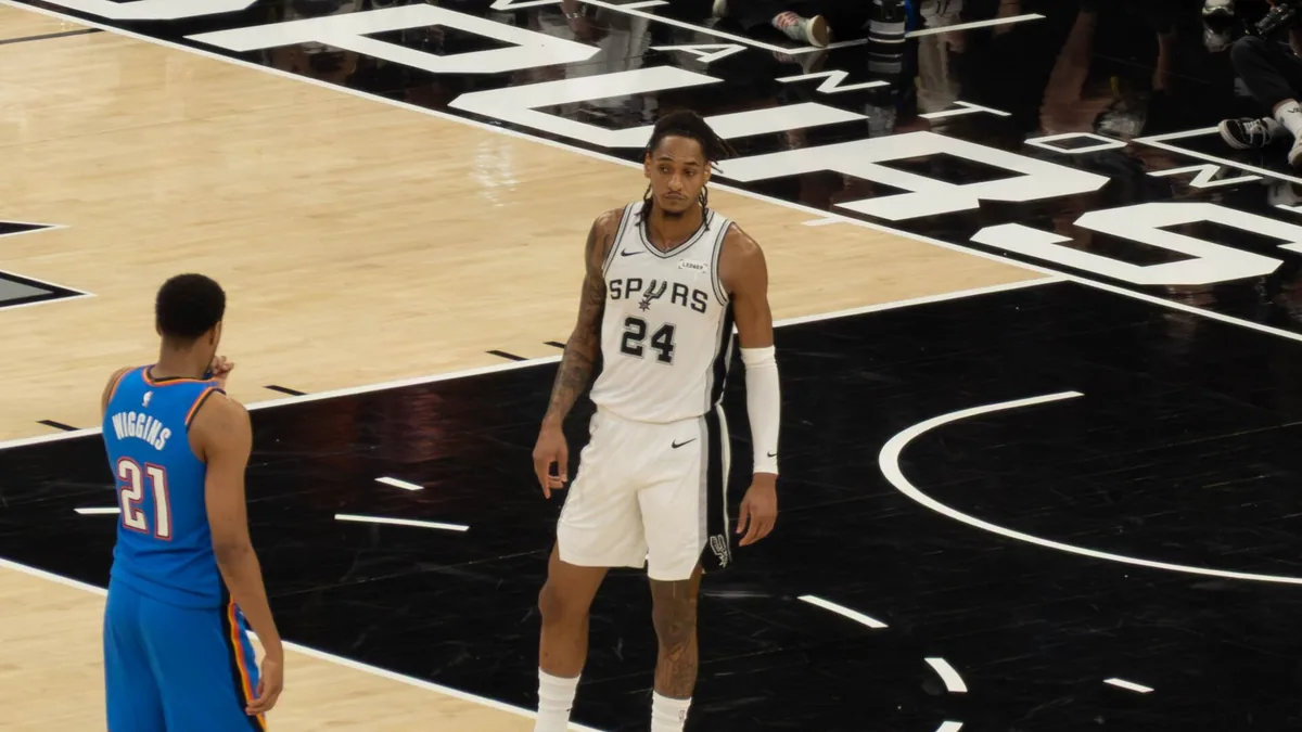 Devin Vassell sous le maillot des Spurs face à Oklahoma City en finale de la Conférence Ouest, mai 2026