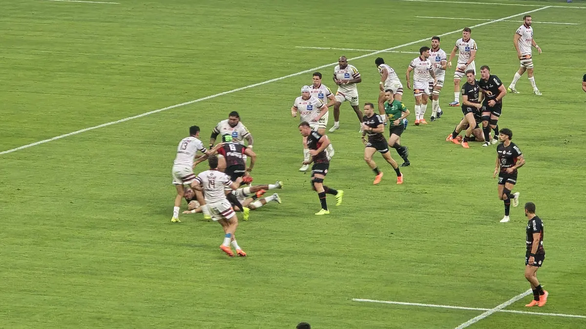 Action de jeu lors de Stade toulousain-Union Bordeaux-Bègles en Top 14, juin 2025