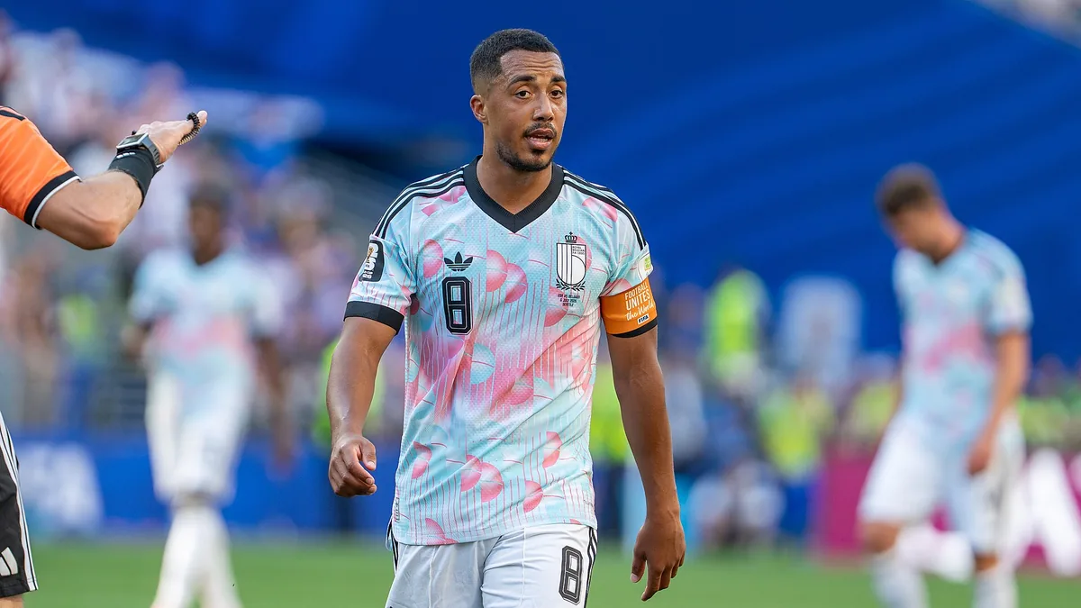 Youri Tielemans, capitaine de la Belgique, lors de Belgique-États-Unis à la Coupe du monde, juillet 2026